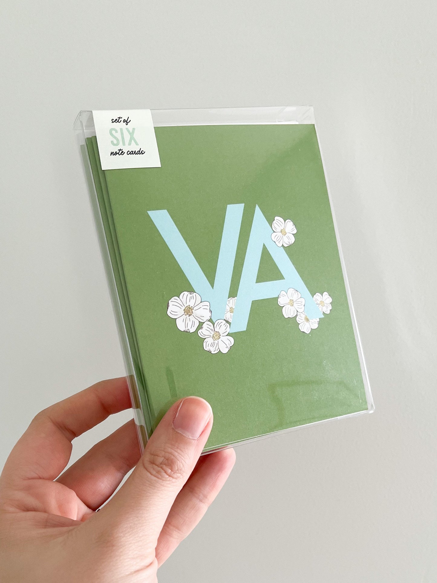 Virginia VA dogwood state flower notecard set blue and green