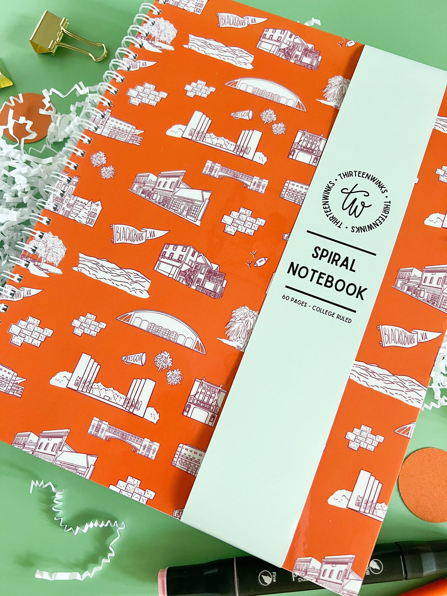 Blacksburg Toile Notebook - Orange and Maroon - Va Tech - Virginia