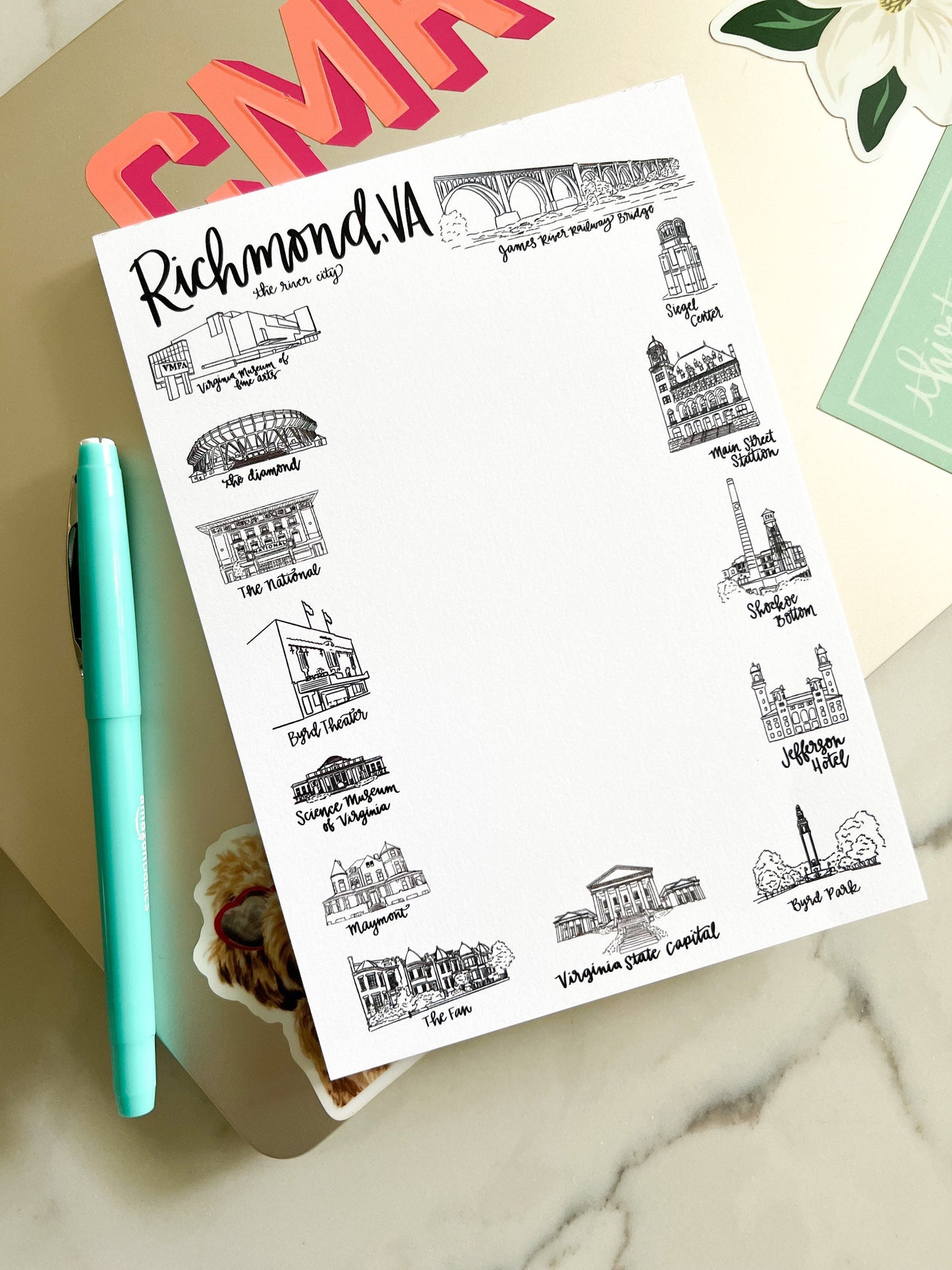 Richmond Virginia doodle notepad -RVA