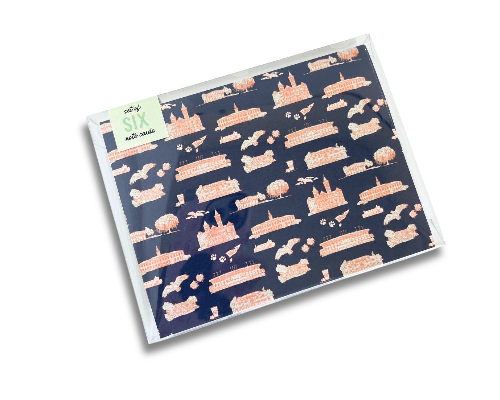 Auburn, AL Toile Print Notecard set (6) Alabama, AU