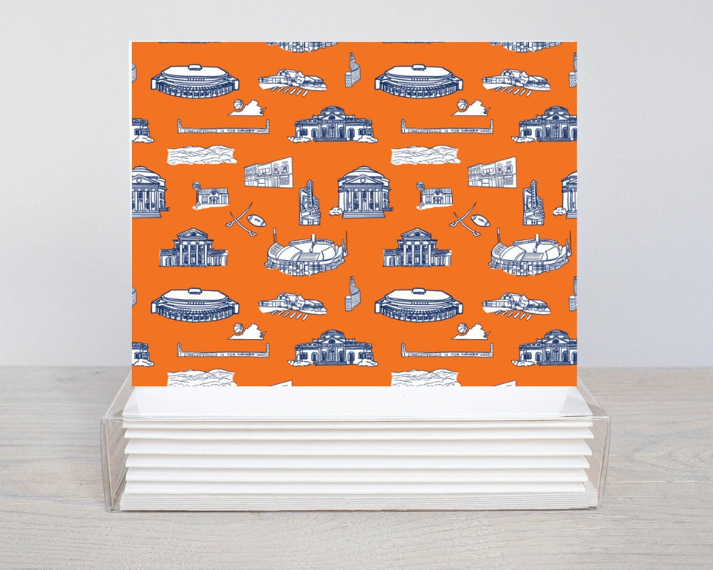 Charlottesville, VA Toile Print Notecard set (6) UVA Virginia