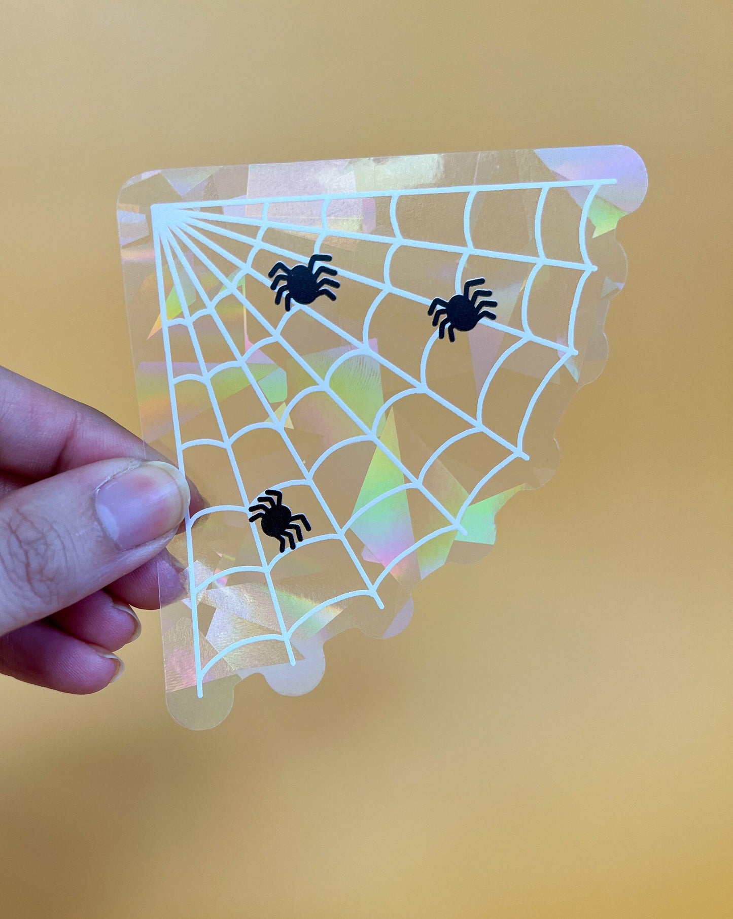 Spider web corner design sticker suncatcher - spooky suncatcher - boo basket - halloween decoration