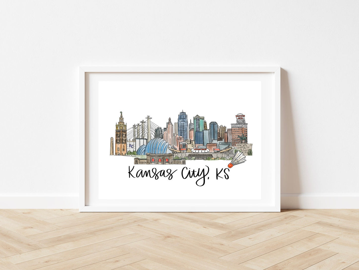 Kansas City, KS - Kansas Skyline Print- 8x10 -Kansas State Print