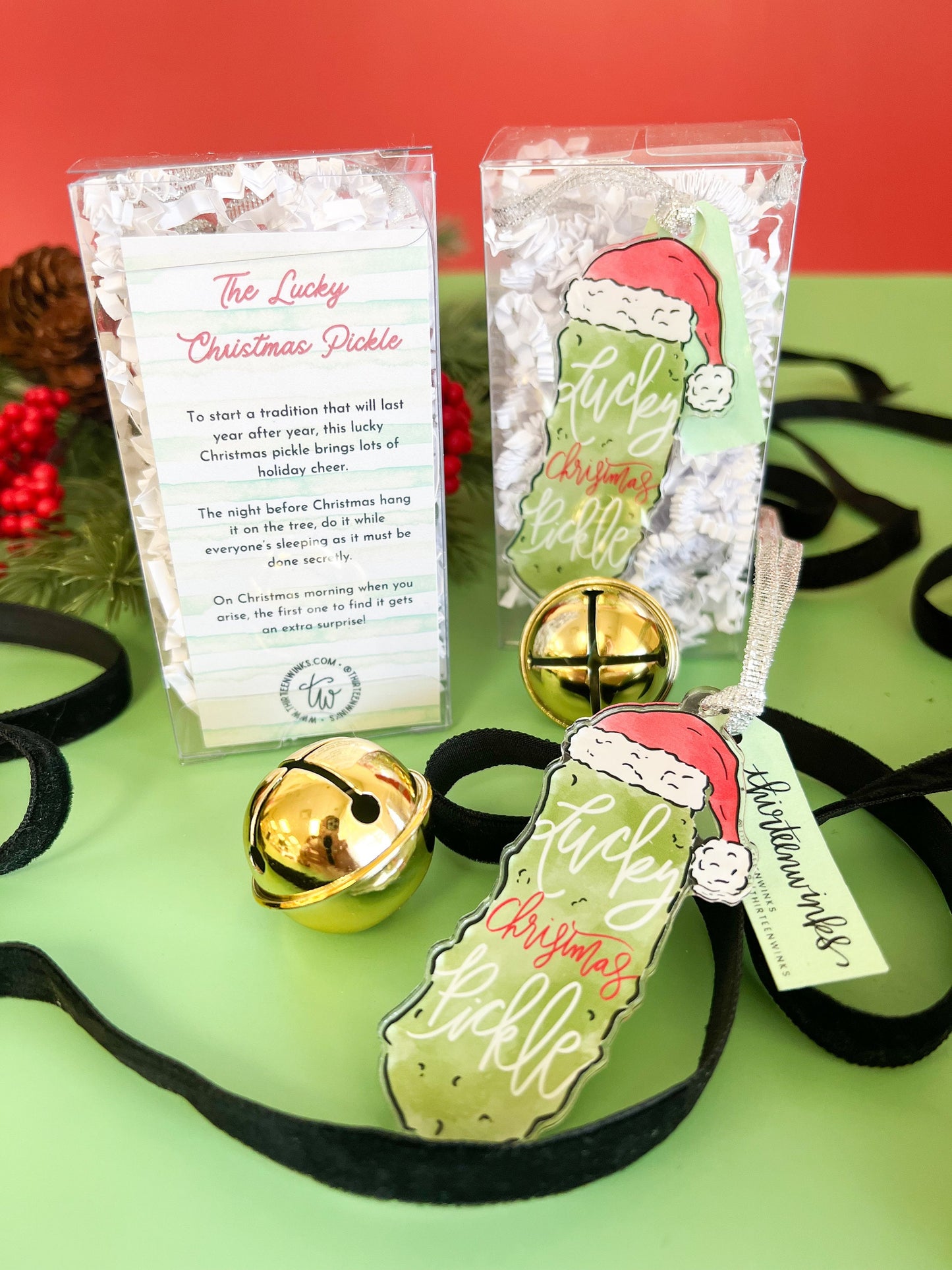 Christmas Pickle Ornament - Lucky Christmas Pickle - Pickleball Gift - German Pickle Ornament