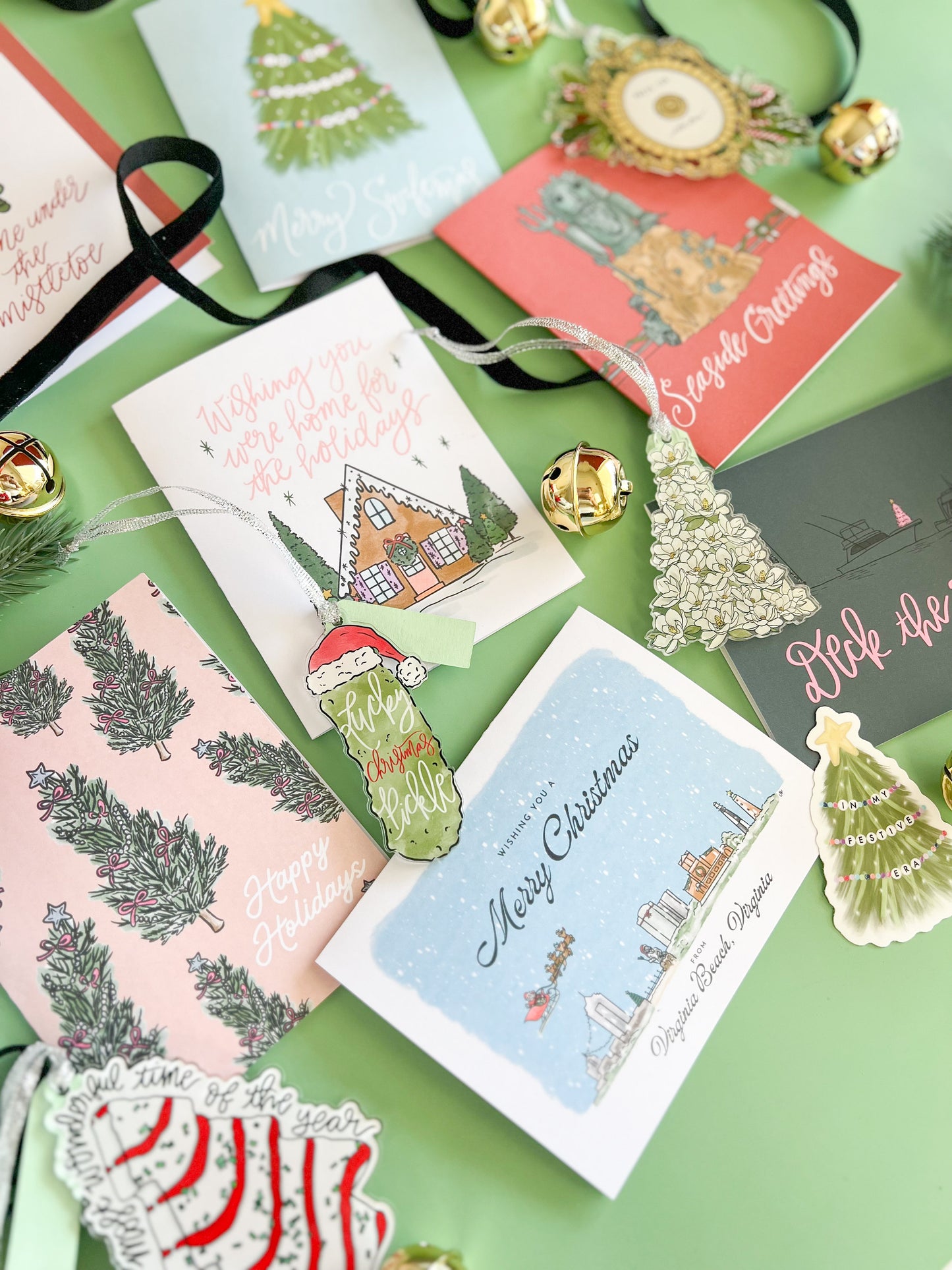 Press For Cocoa Christmas Ornament - Press for champagne - Hand lettered ornament