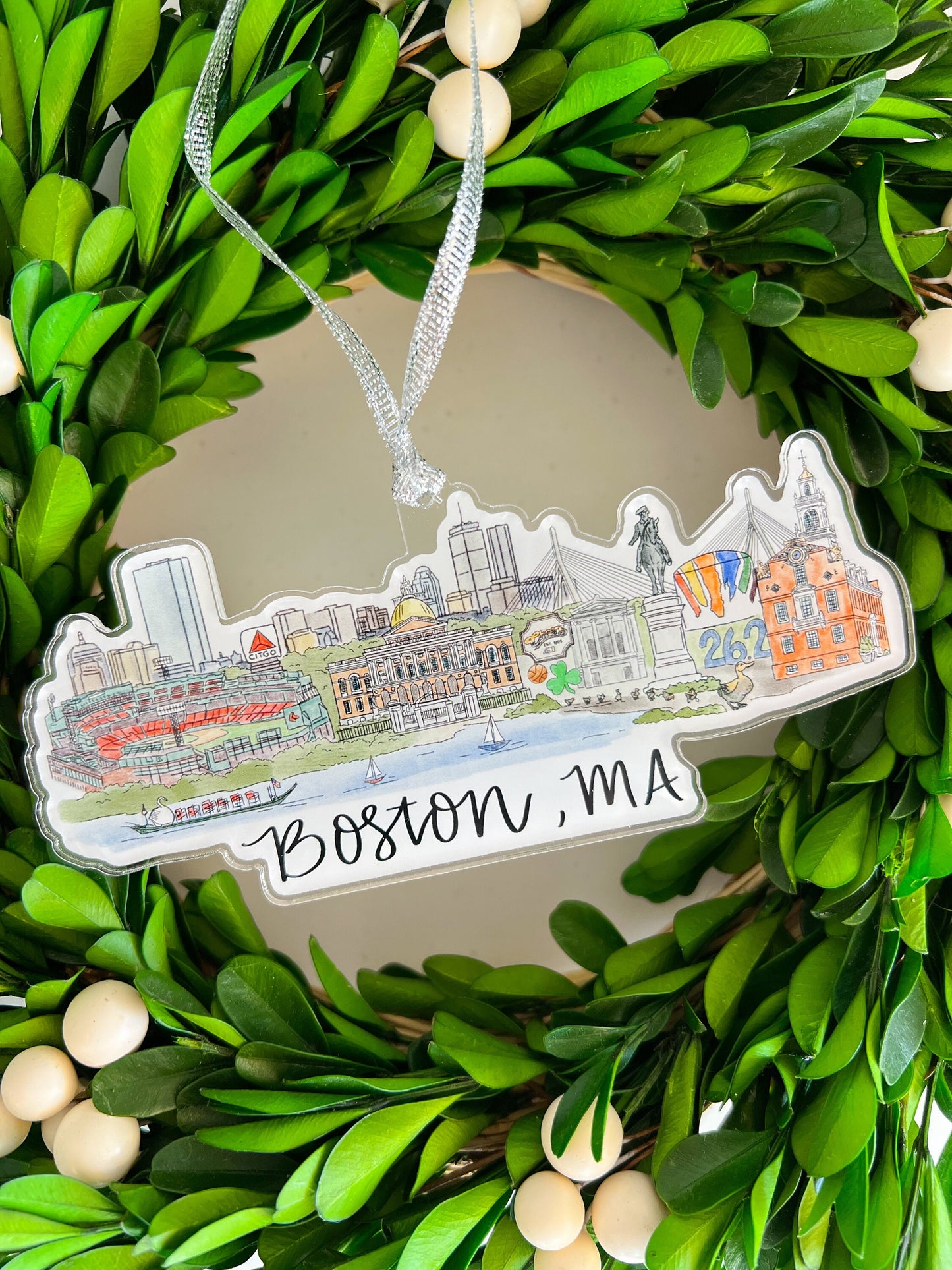 Boston, MA , Massachusetts, acrylic ornament