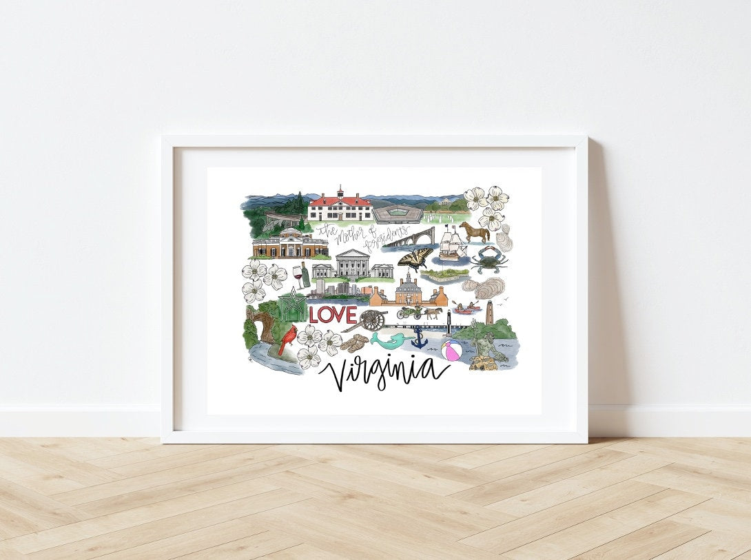 Virginia Landmarks Skyline Print 8x10