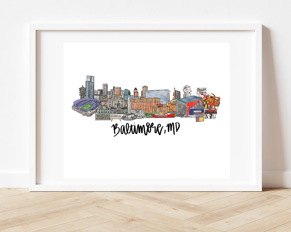 Baltimore Maryland (MD) Sticker, Skyline sticker, Souvenir sticker, Maryland Sticker, Baltimore Harbor, Downtown Baltimore