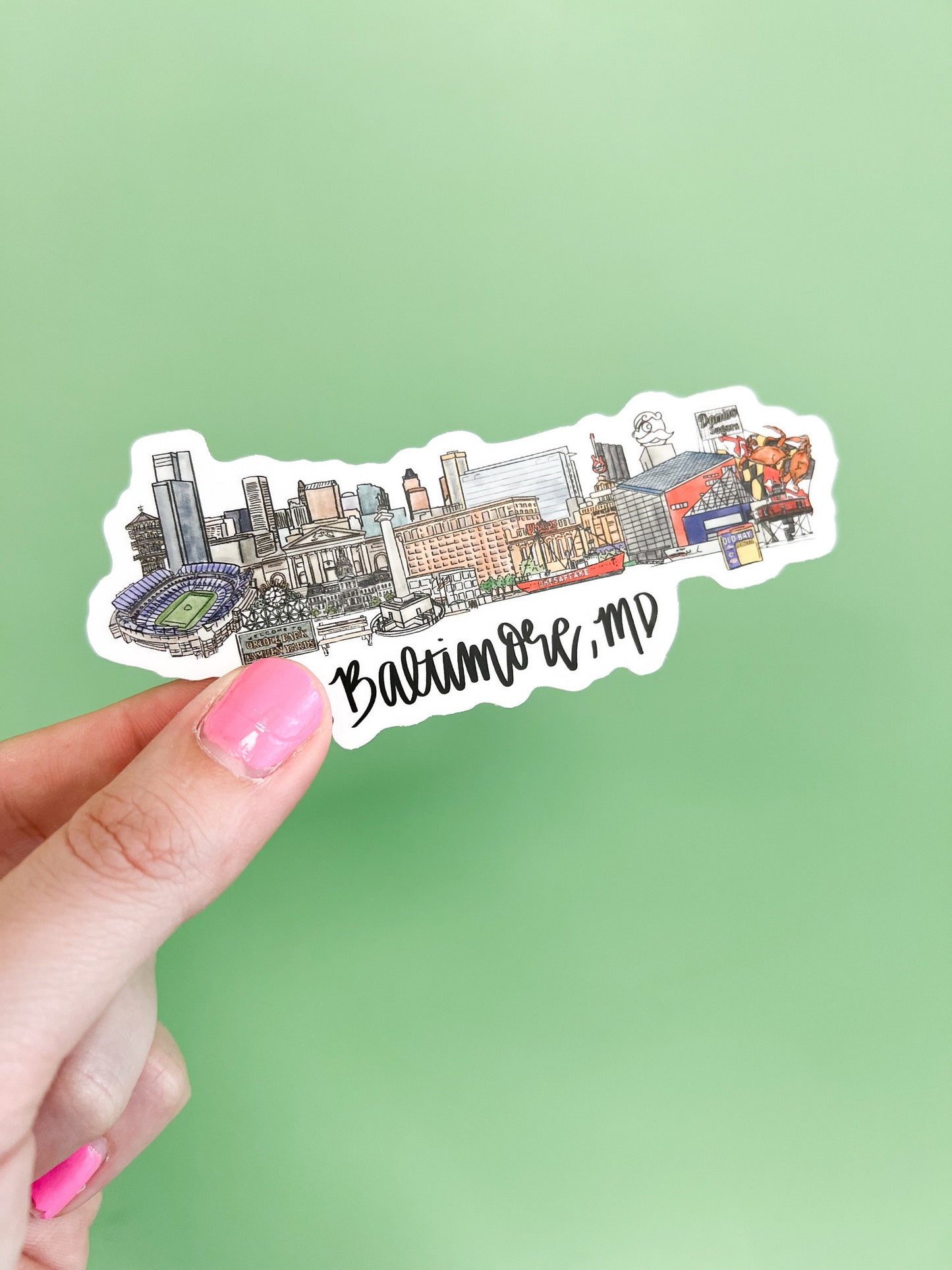 Baltimore Maryland (MD) Sticker, Skyline sticker, Souvenir sticker, Maryland Sticker, Baltimore Harbor, Downtown Baltimore