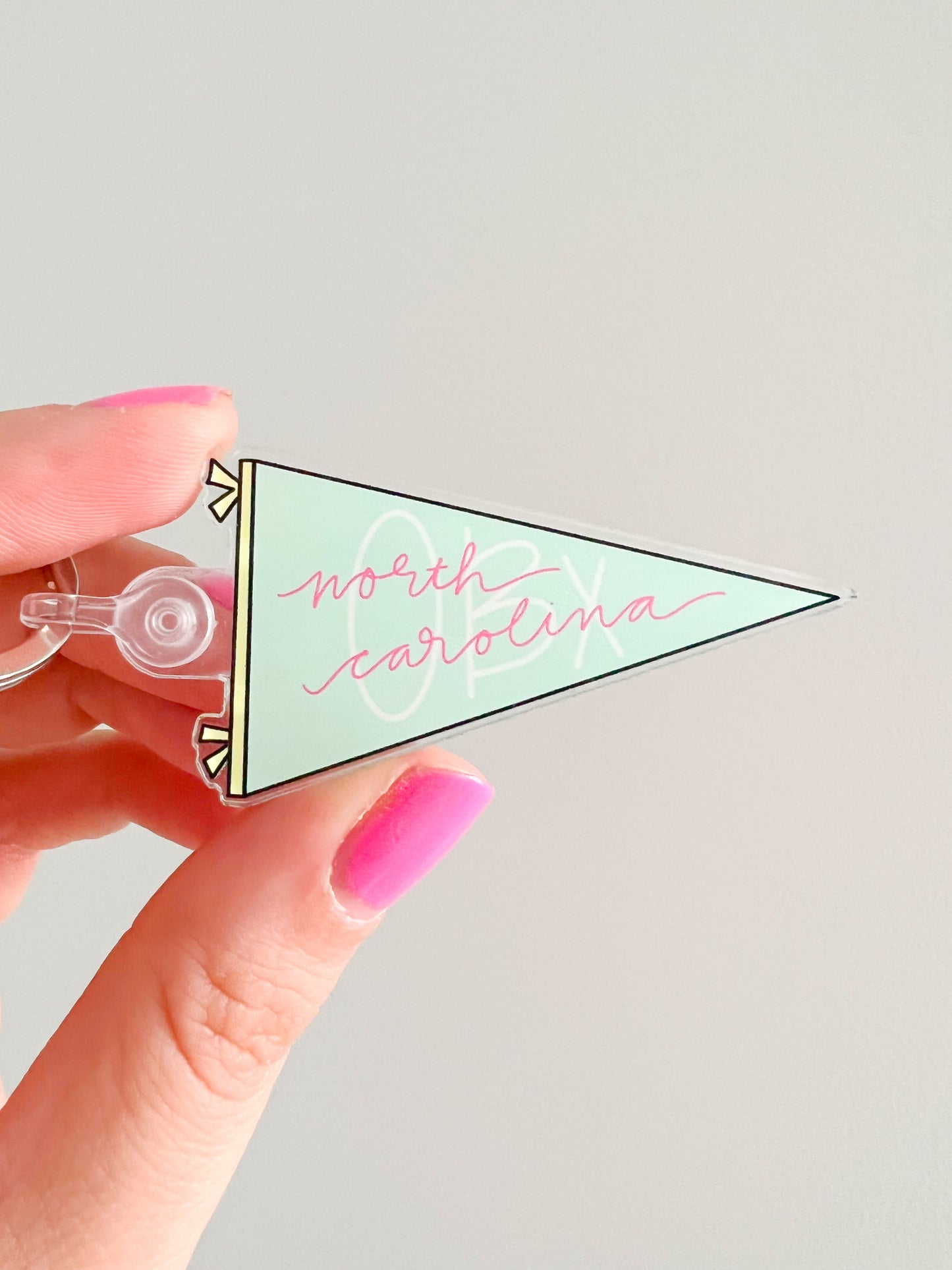OBX North Carolina pennant flag acrylic keychain
