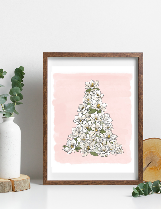 Magnolia Christmas Tree Holiday Print