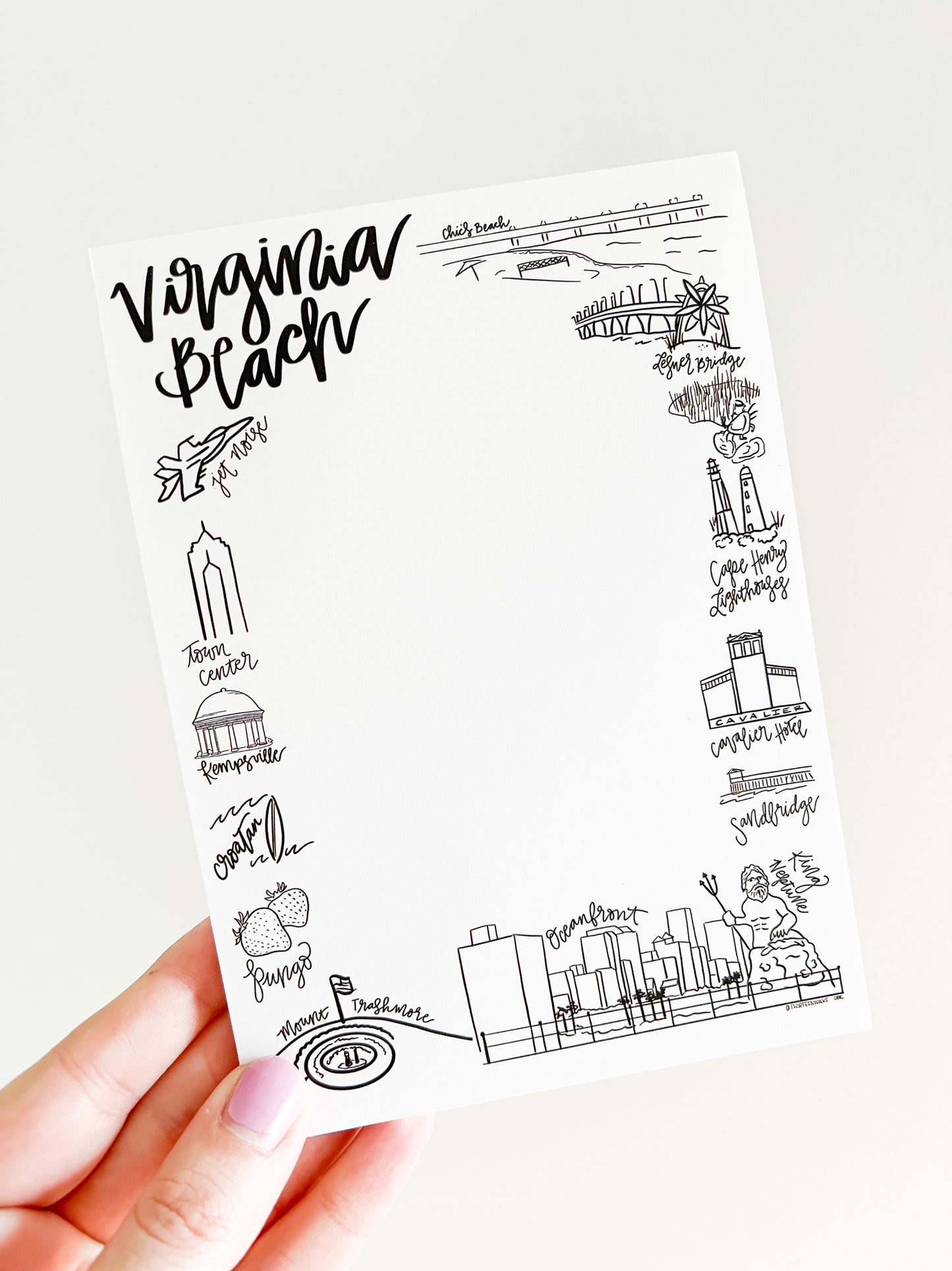 Virginia Beach Doodle 5x7 notepad