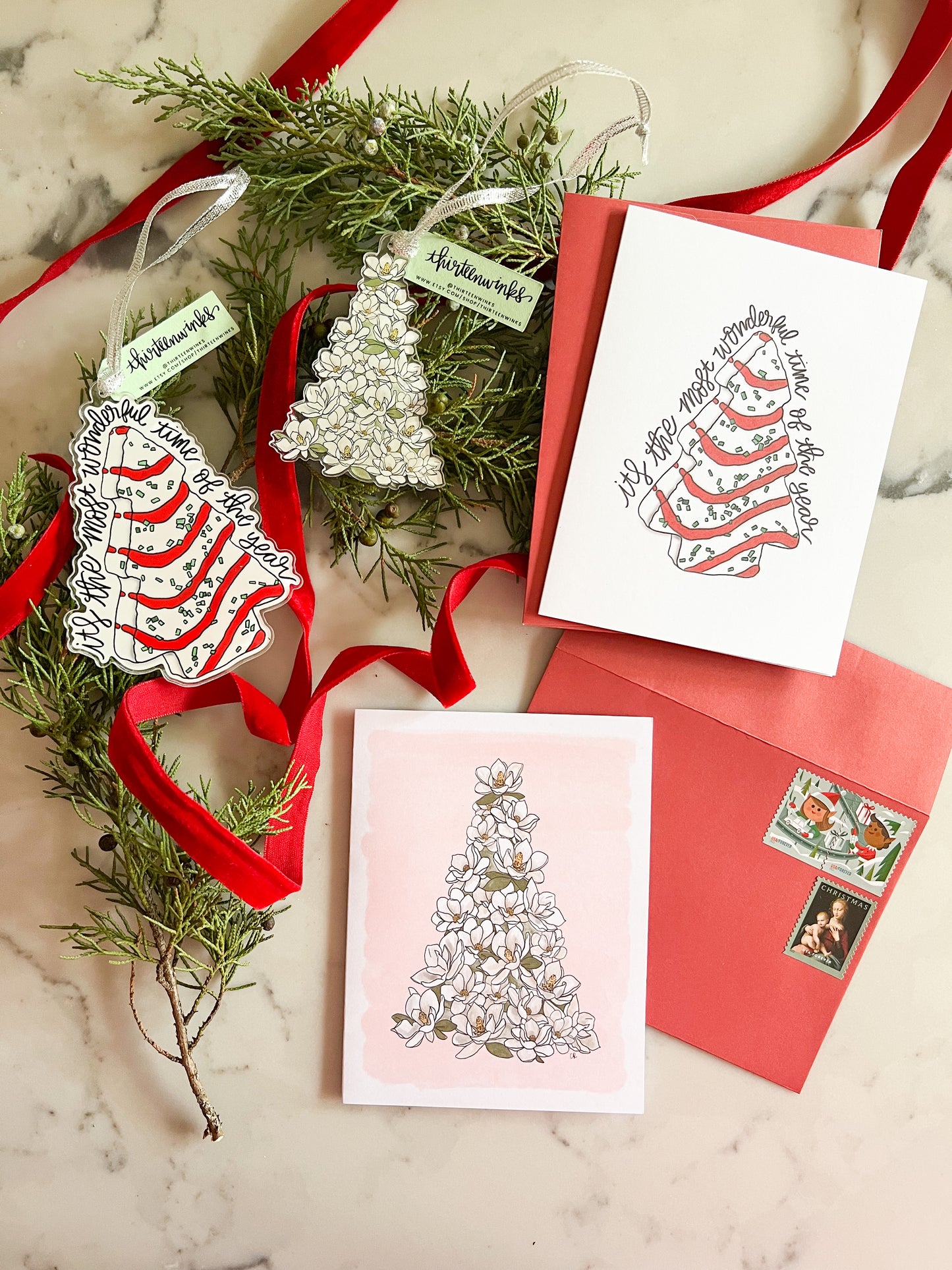Christmas tree cake acrylic ornament