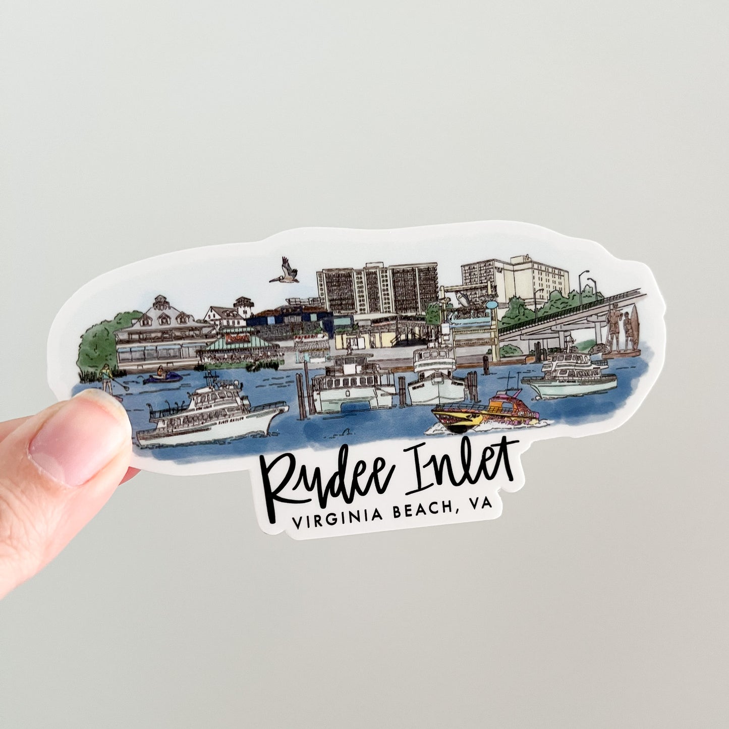 Rudee Inlet in Virginia Beach ,VA Skyline sticker