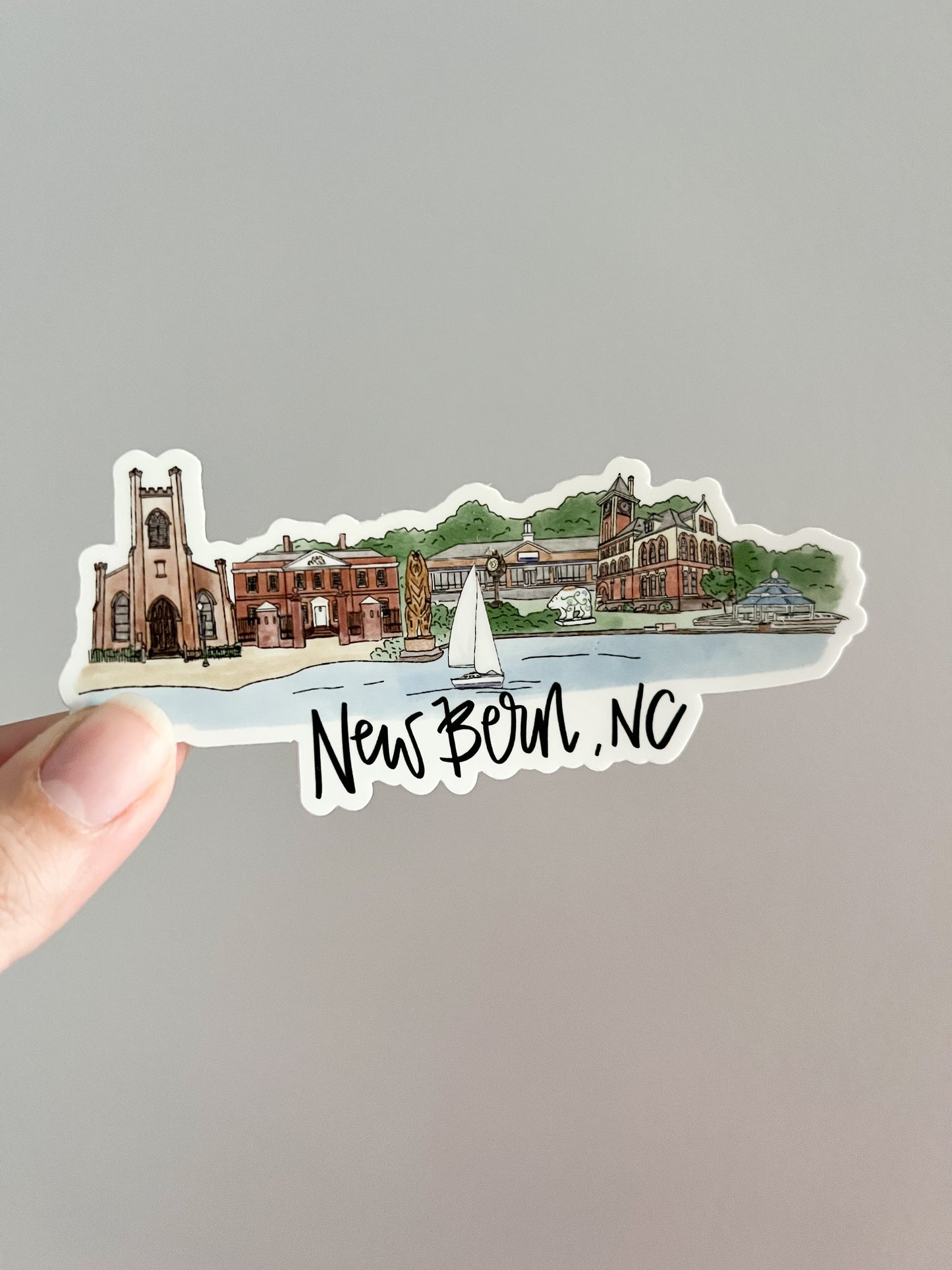 New Bern, North Carolina Skyline sticker