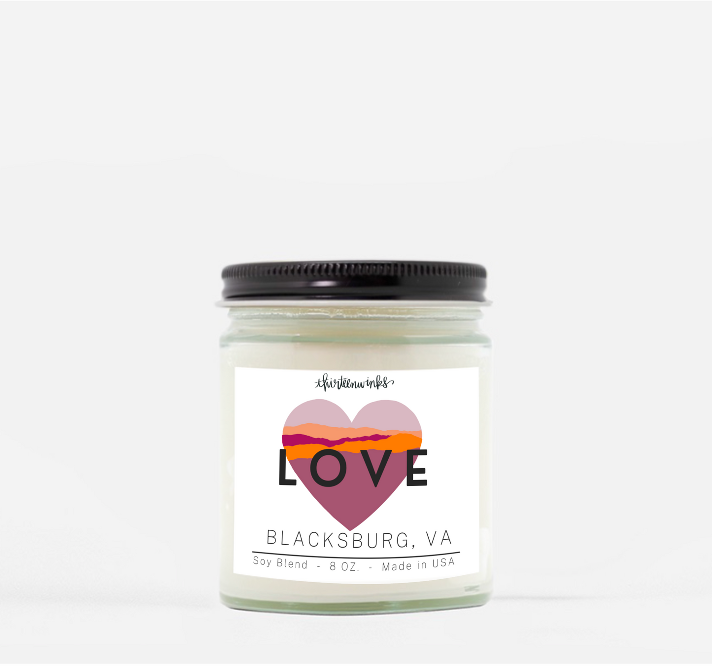 LOVE Blacksburg, Virginia candle