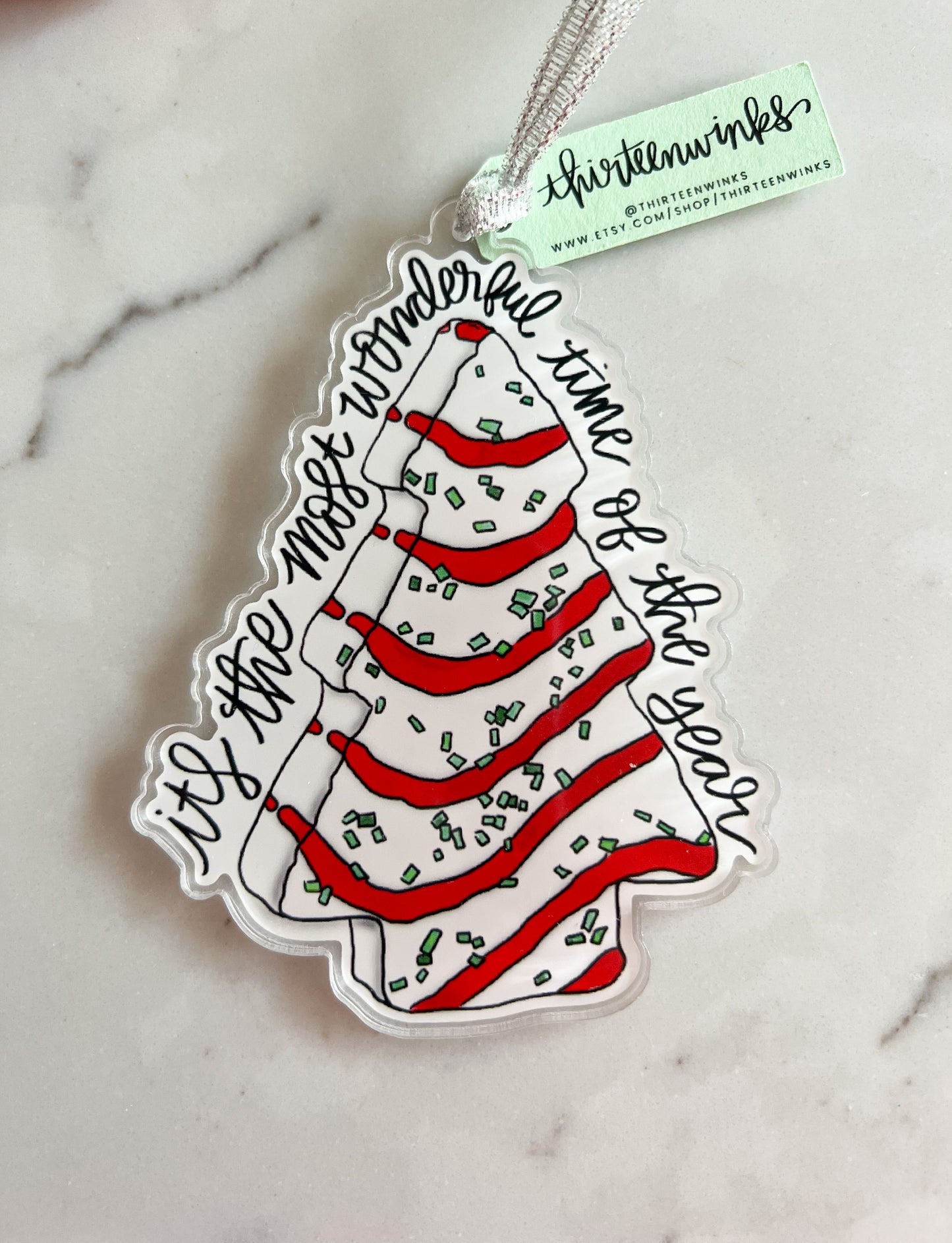 Christmas tree cake acrylic ornament