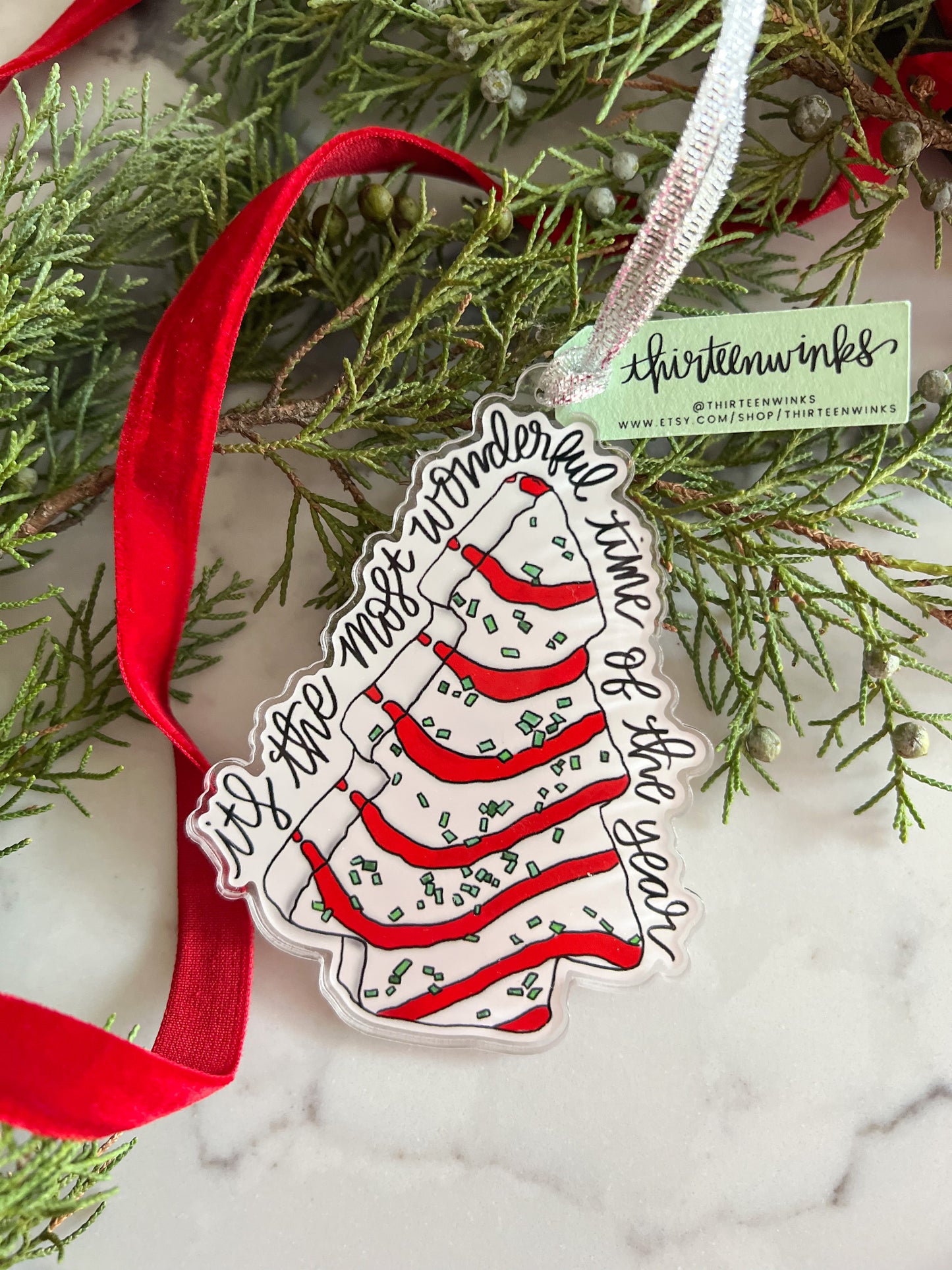Christmas tree cake acrylic ornament