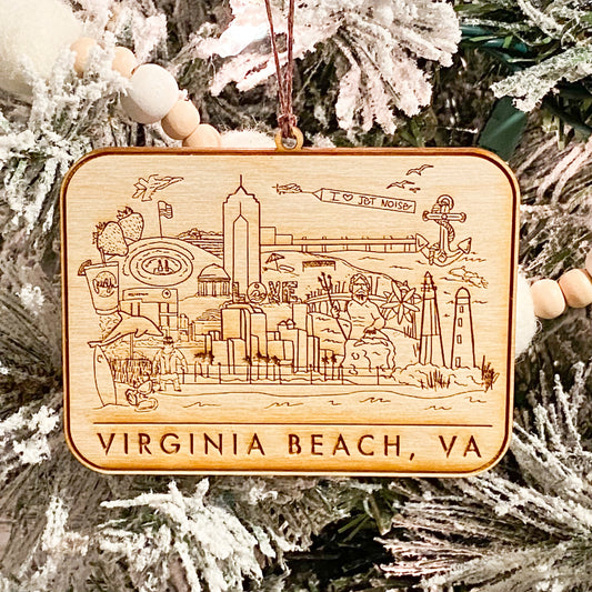 Virginia Beach, Virginia wooden skyline ornament