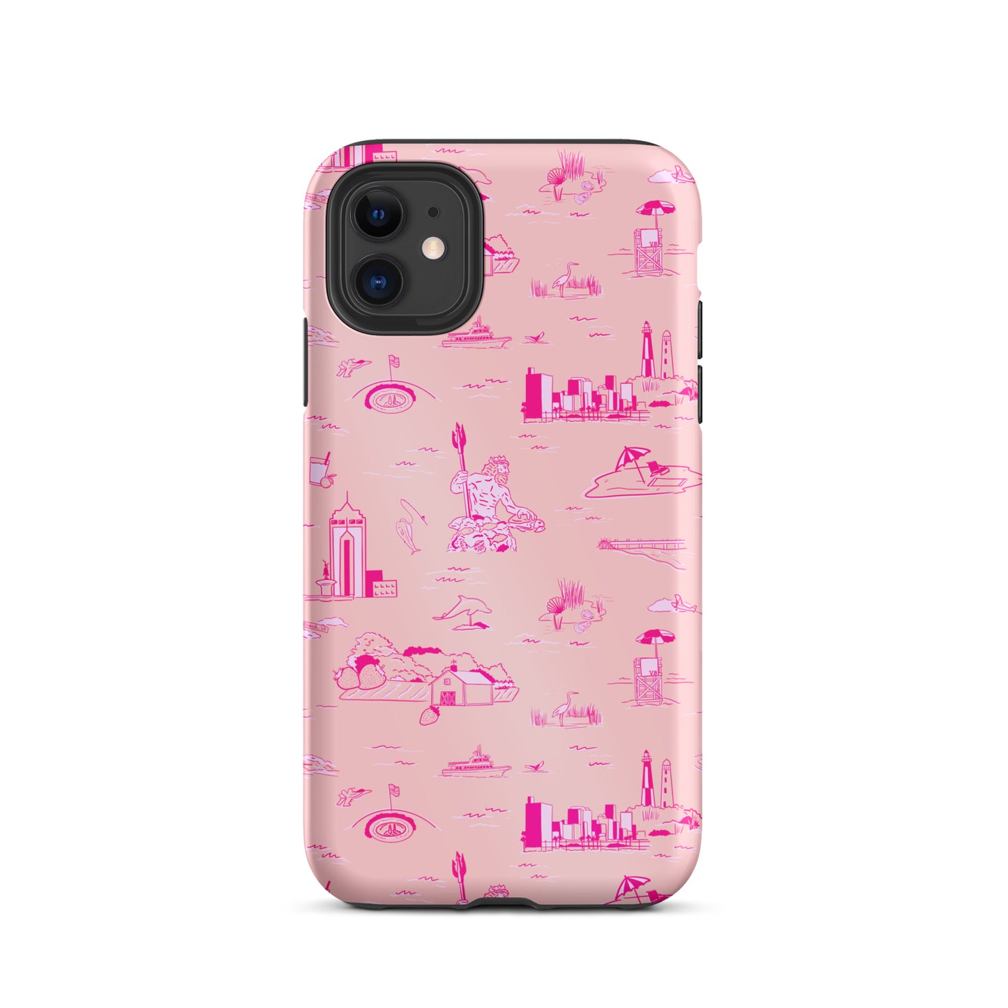 Virginia Beach Toile - Pink on pink Tough iPhone case