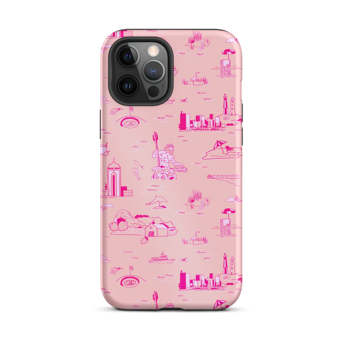 Virginia Beach Toile - Pink on pink Tough iPhone case