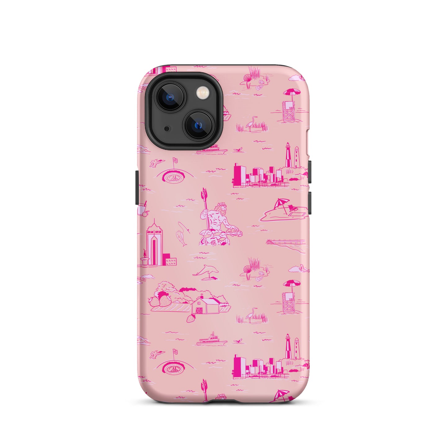 Virginia Beach Toile - Pink on pink Tough iPhone case