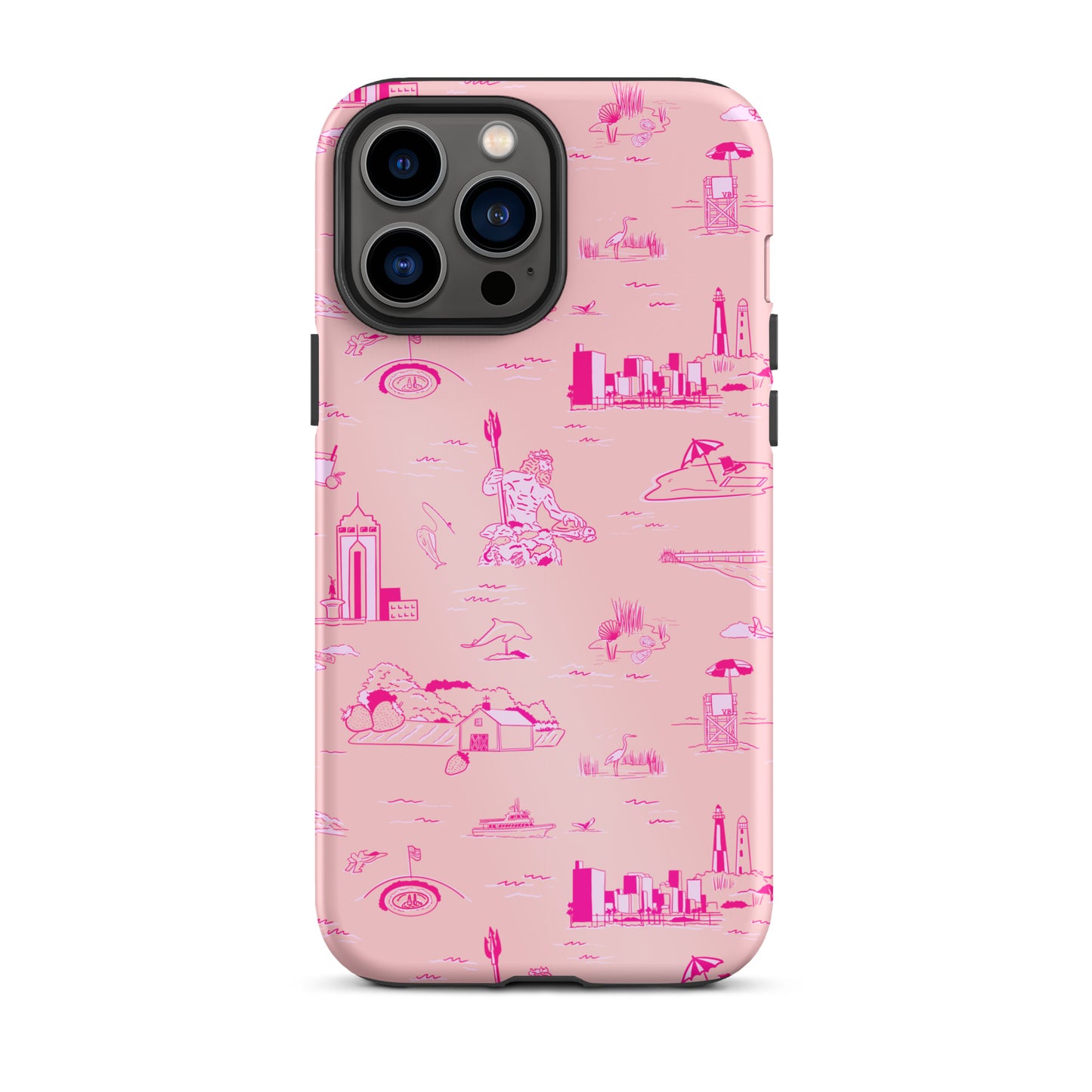 Virginia Beach Toile - Pink on pink Tough iPhone case