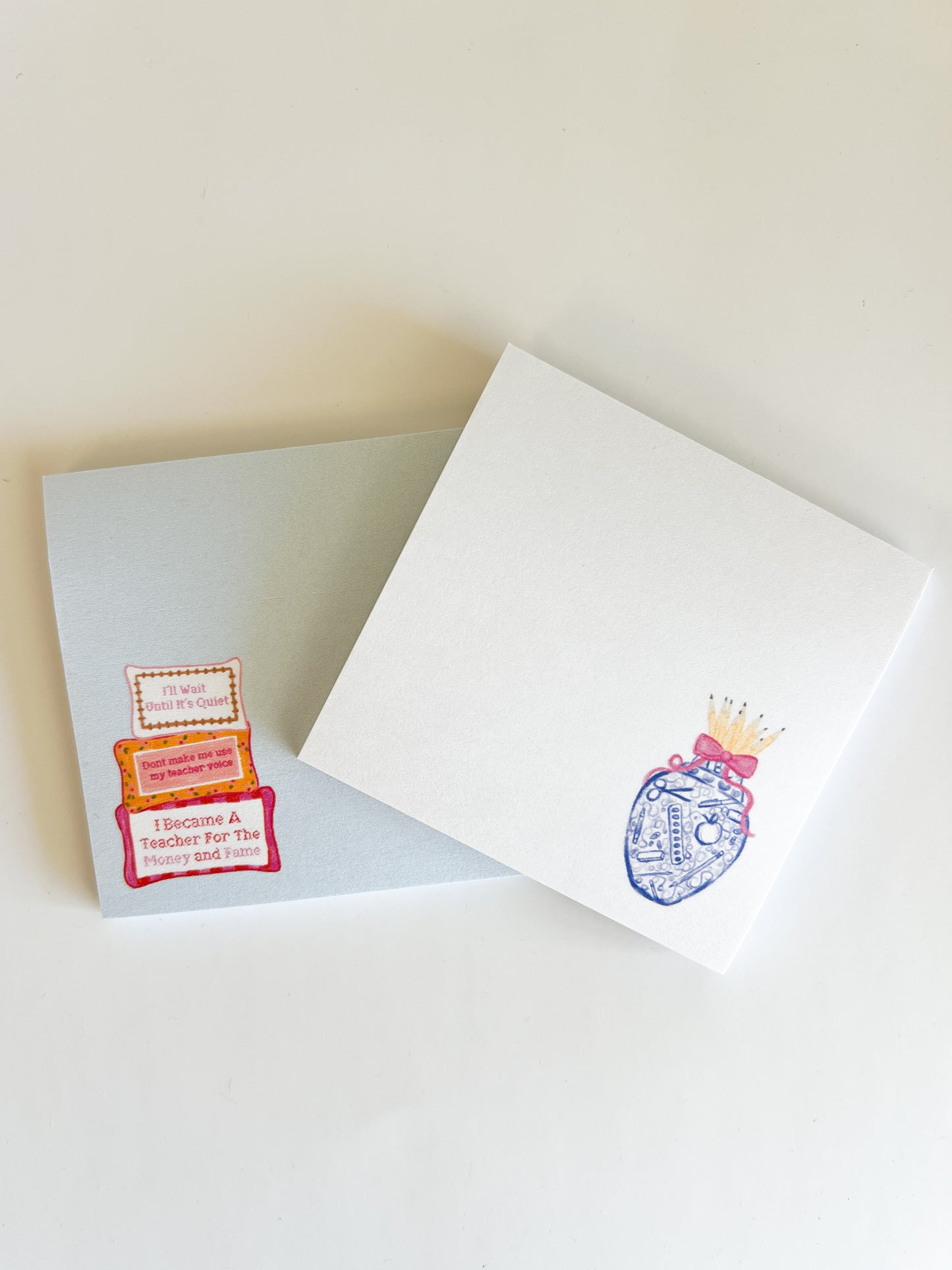Ginger Jar School Supply Teacher Pillow Post-It Notes - Grandmillennial