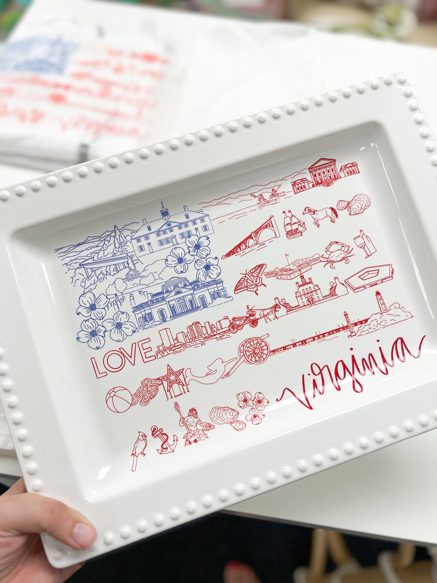 Patriotic Virginia flag design platter
