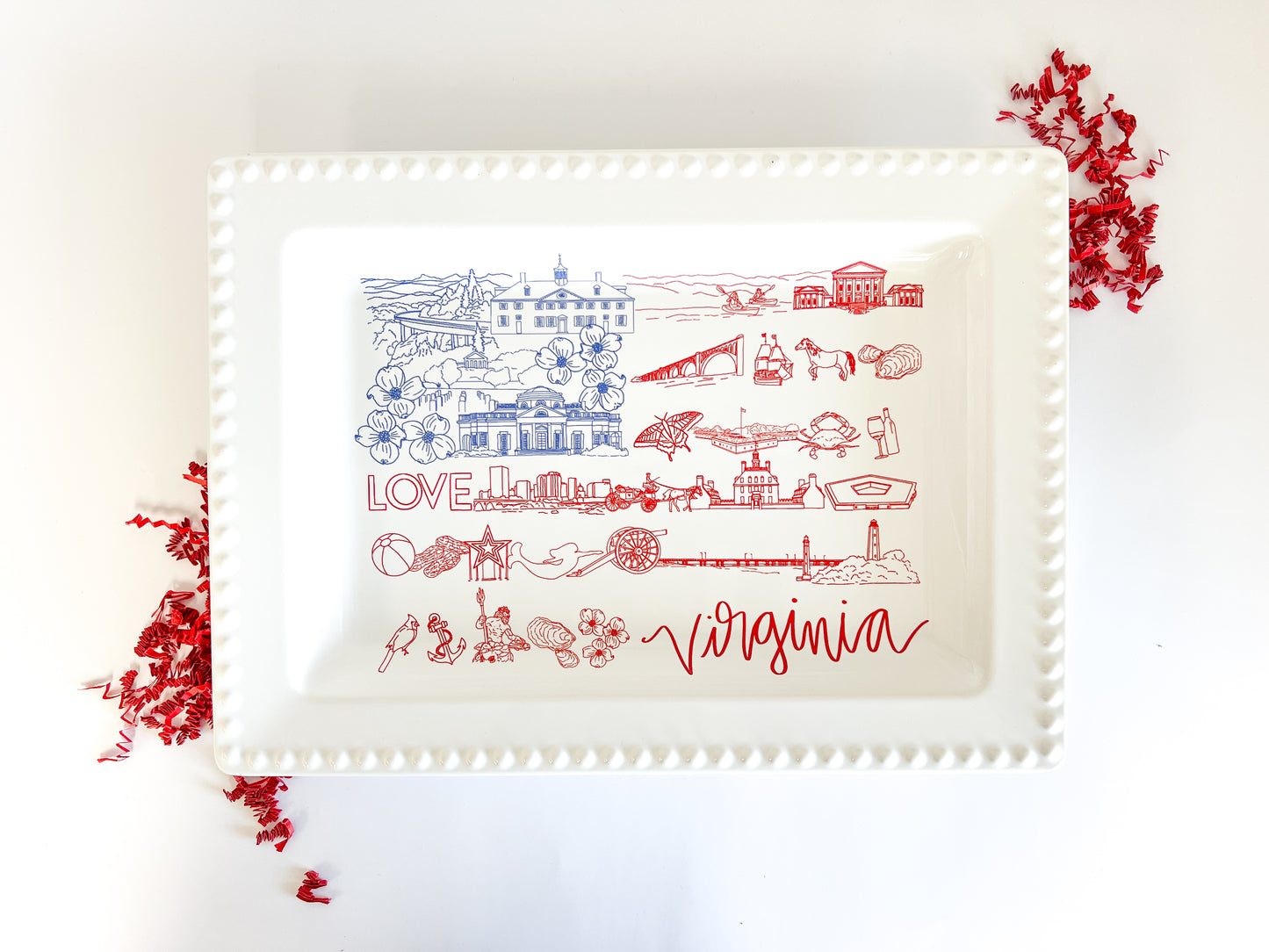 Patriotic Virginia flag design platter
