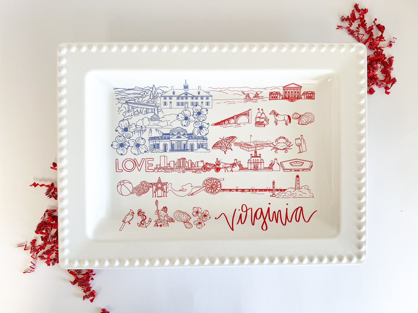 Patriotic Virginia flag design platter