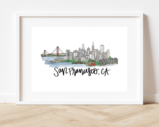 San Francisco, California - CA - Skyline Print - 8x10 Landmark and Skyline art