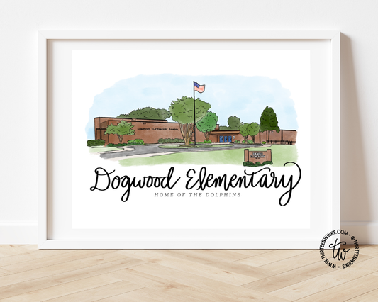 Dogwood Elementary School 8x10 art print