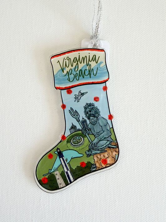 Virginia Beach, VA Stocking Acrylic Ornament
