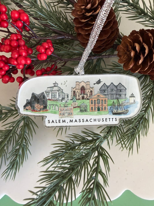 Salem, Massachusetts Skyline Acrylic Ornament
