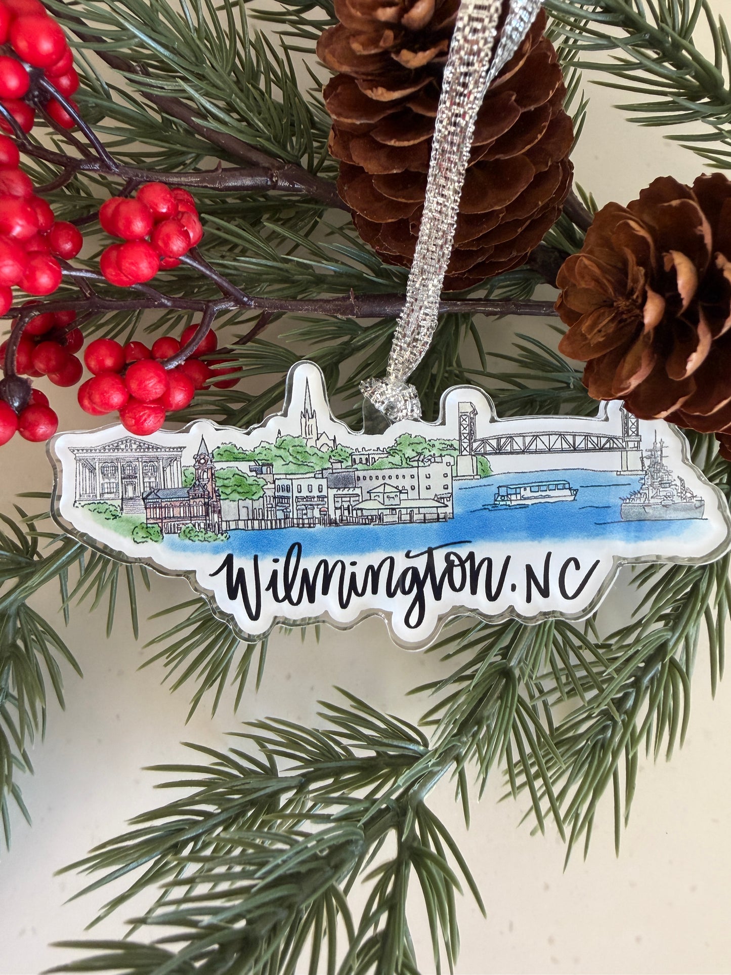 Wilmington, North Carolina Acrylic Skyline Ornament - NC