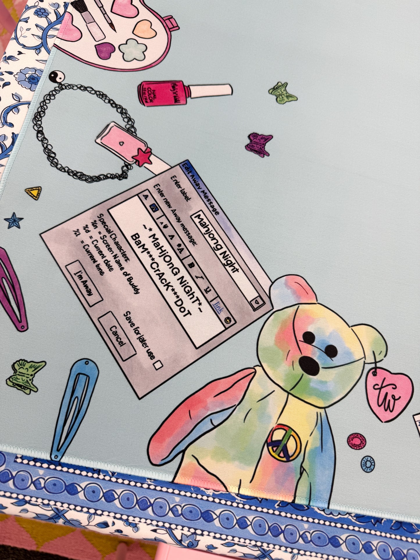 Y2K Mahjong Mat | 33" Neoprene Square Mat | PREORDER
