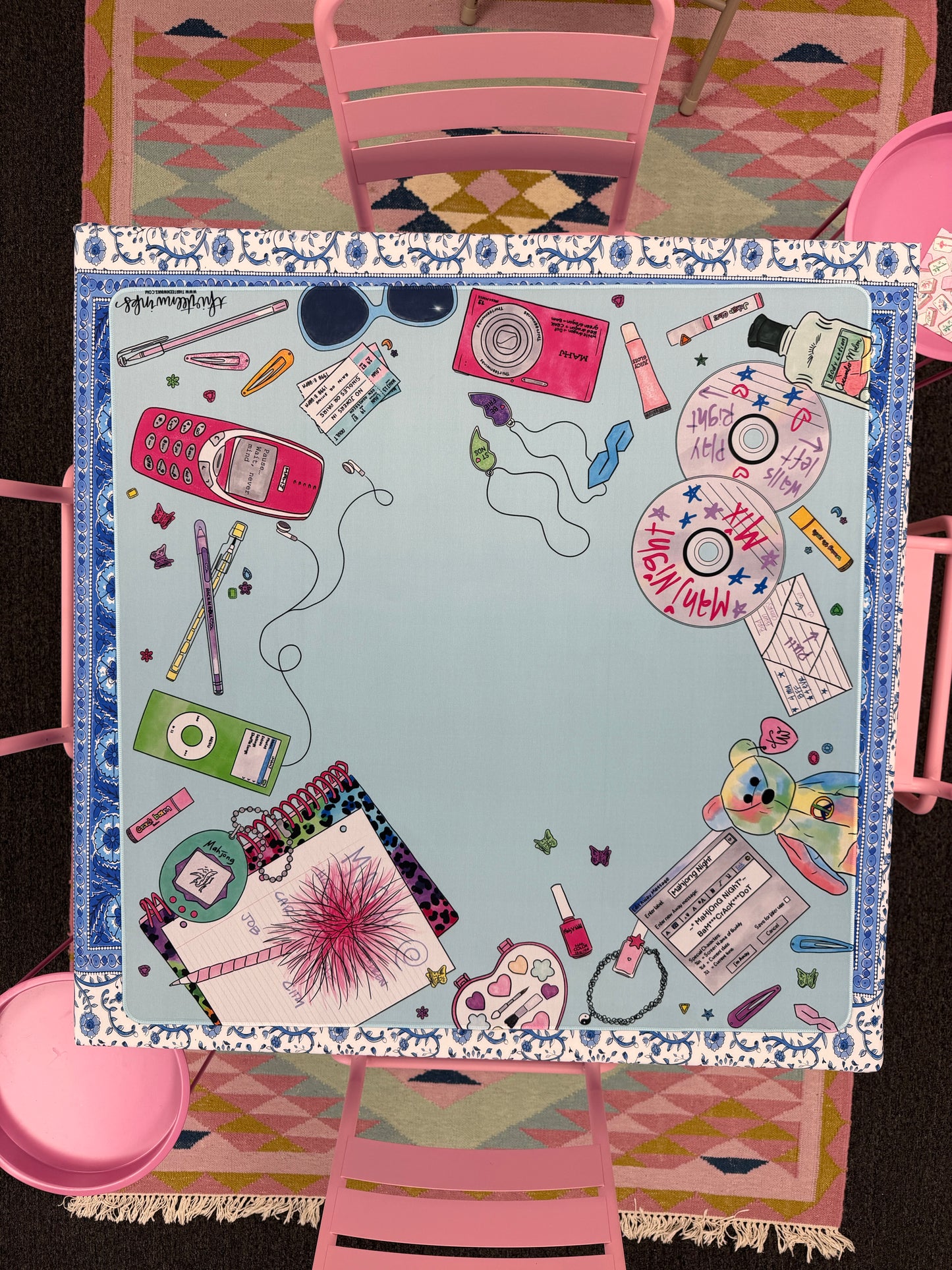 Y2K Mahjong Mat | 33" Neoprene Square Mat | PREORDER