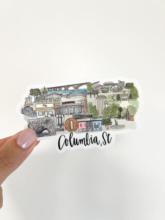 Columbia, SC skyline sticker - South Carolina waterproof sticker