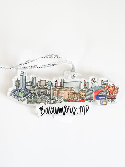 Baltimore, MD - Maryland Skyline Acrylic Ornament