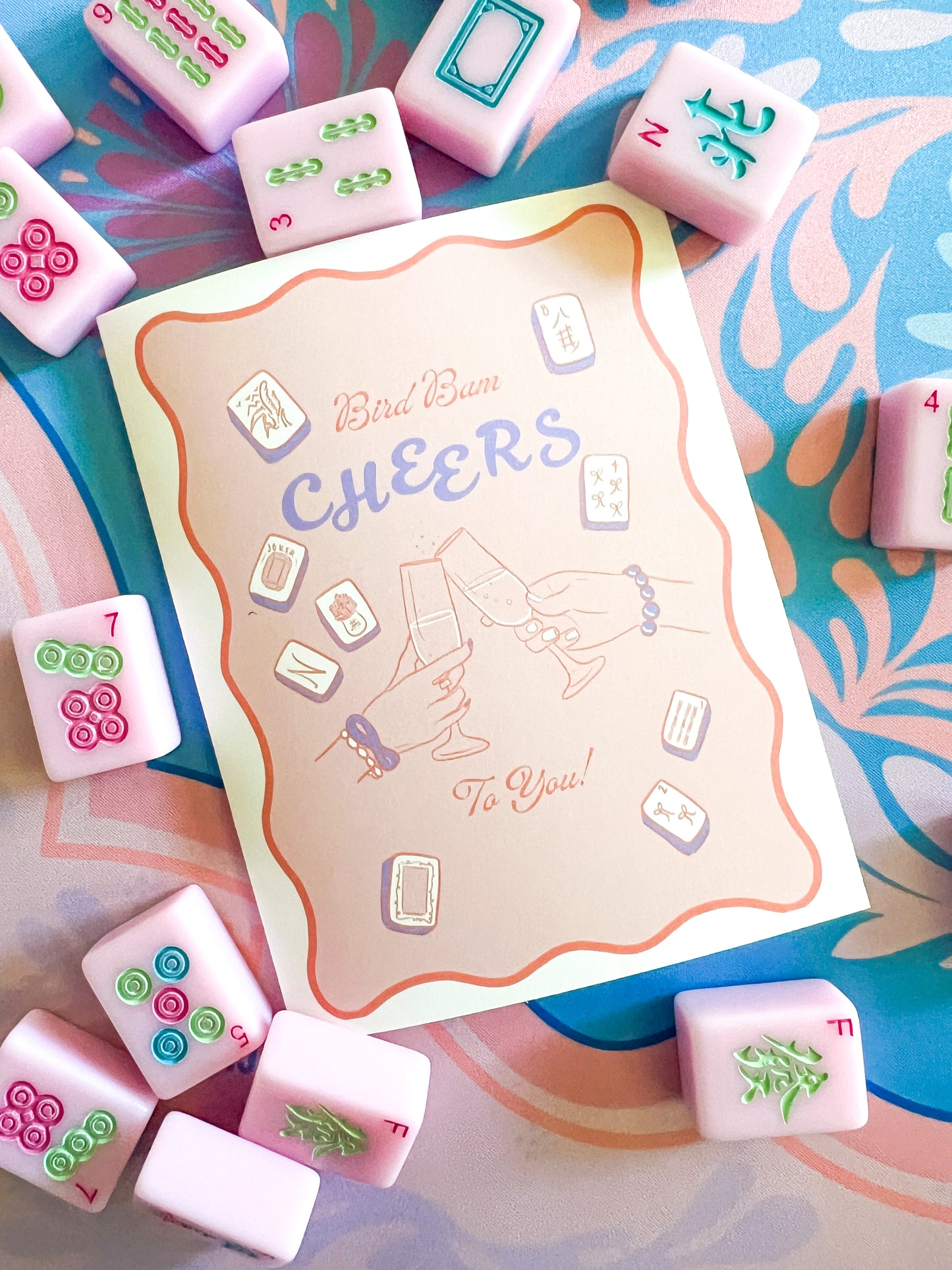Mahjong Greeting Card | Bird Bam Cheers to You Card | Funny Mahjong Celebration Card