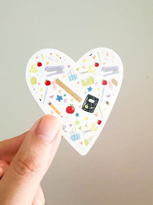 School Supplies Heart Sticker - Teacher sticker
