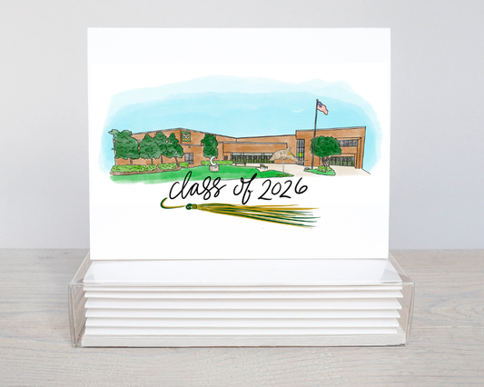 Class of 2026 with School - Graduation Notecard – Custom High School Design | Congrats Grad Card | Personalized School Option (Copy)