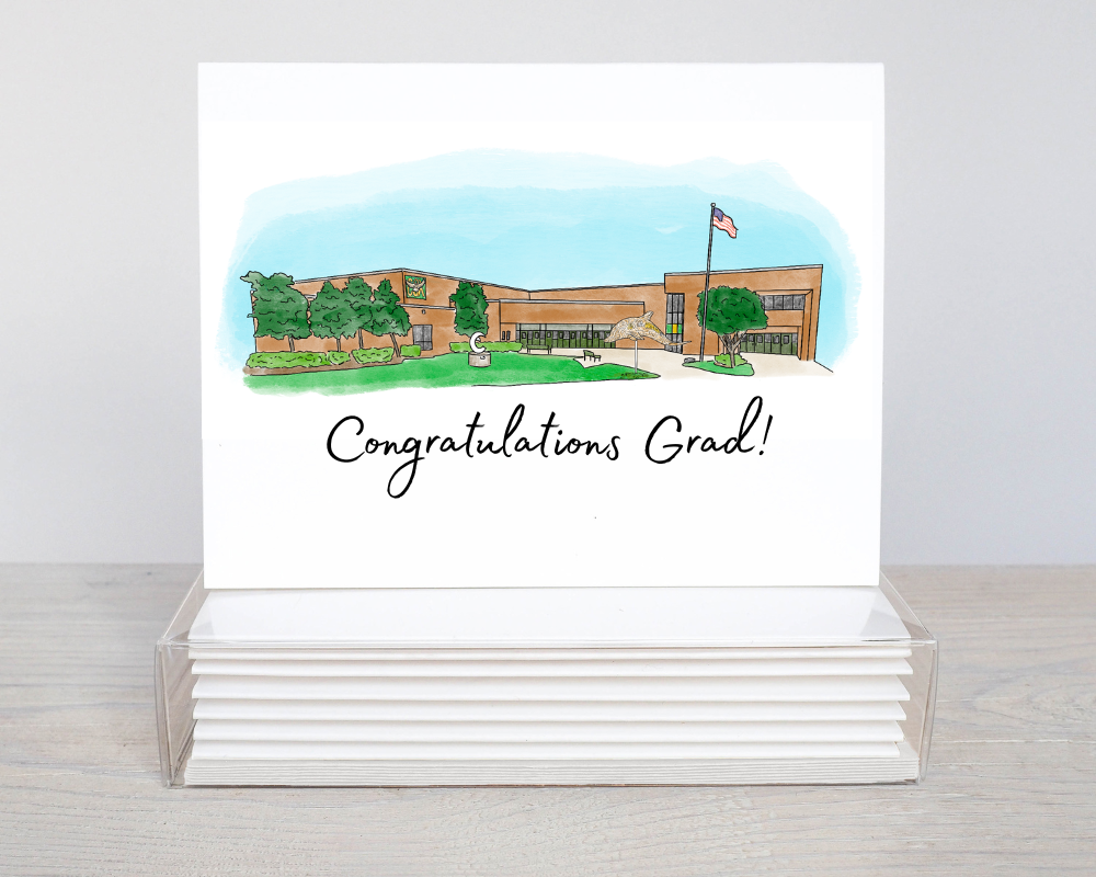 Congratulations Grad - Graduation Notecard – Custom High School Design | Congrats Grad Card | Personalized School Option