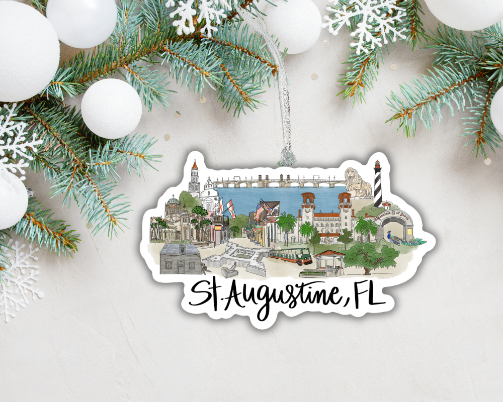 St. Augustine, Florida Acrylic Ornament | Illustrated Landmark Souvenir | 3.5"