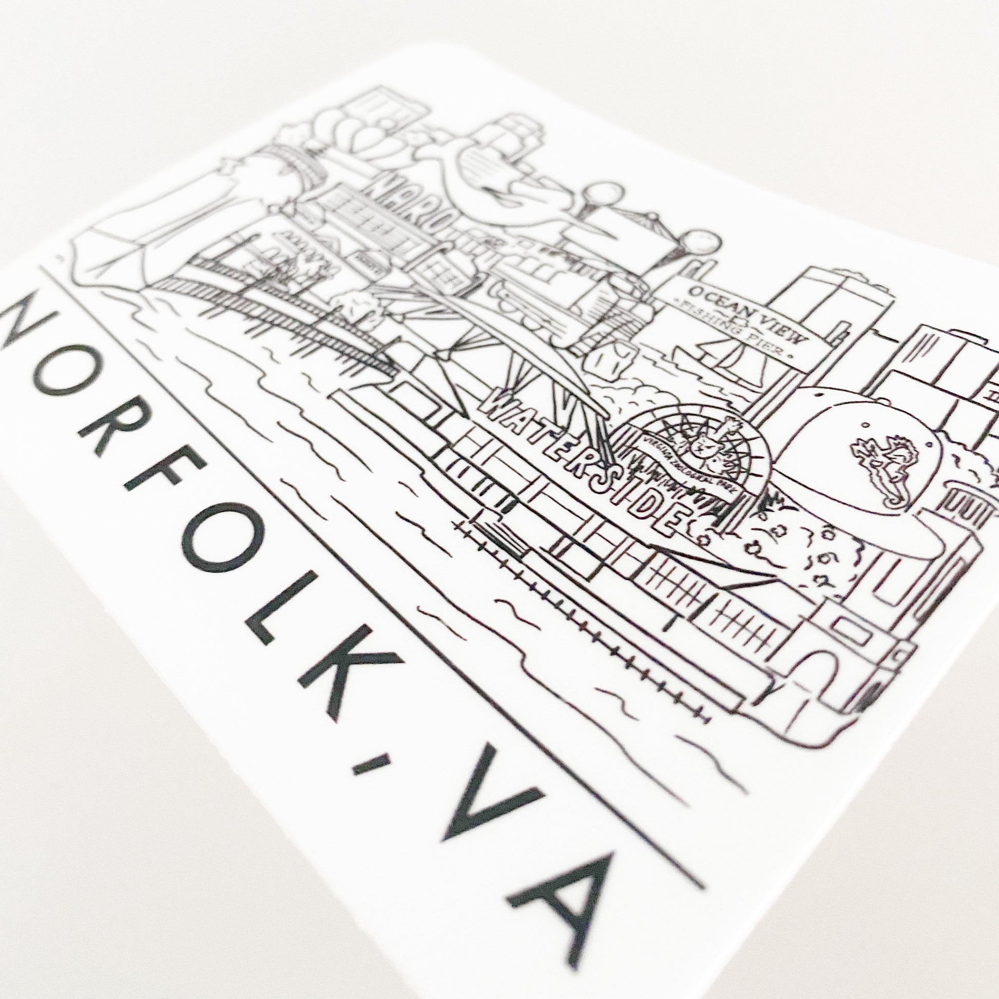 Norfolk Virginia Skyline sticker outline b&w