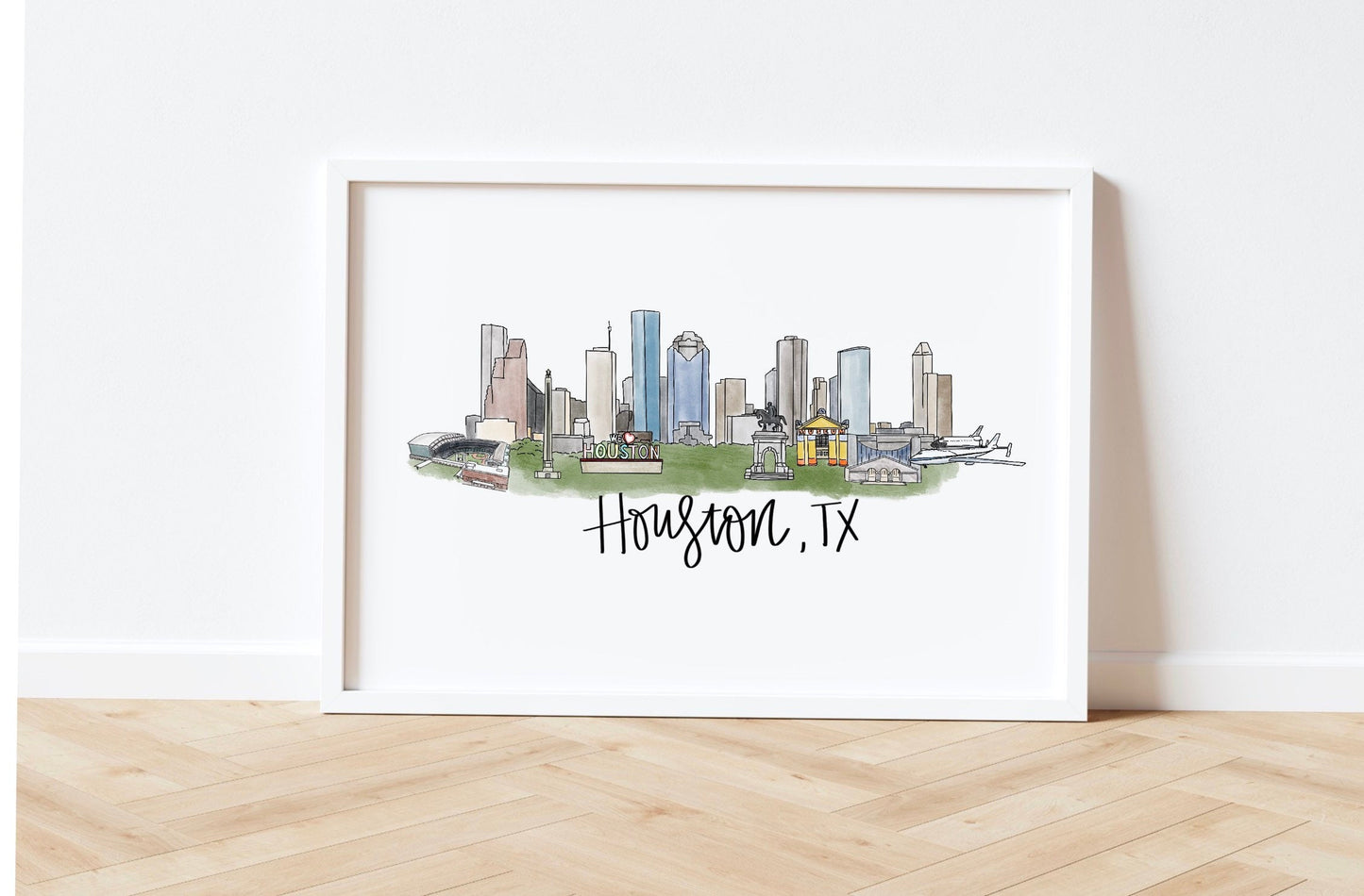 Houston, TX -Texas Skyline Print