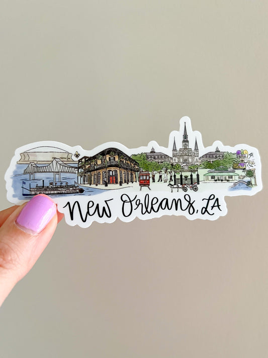 New Orleans Louisiana Skyline/landmark sticker French Quarter Mardi Gras Sticker