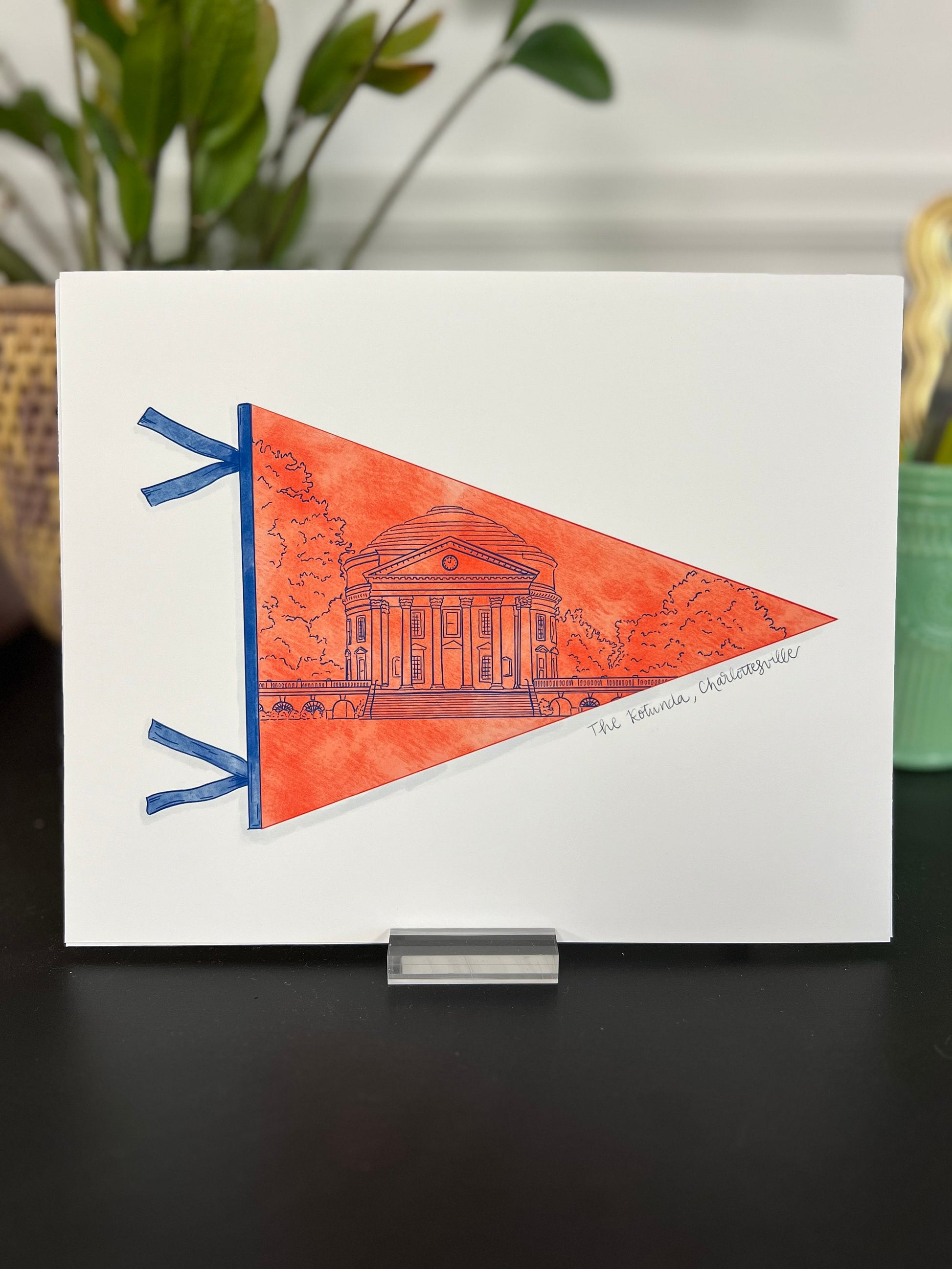 Charlottesville- Rotunda Pennant Sticker, Virginia College, Charlottesville Water Bottle Sticker