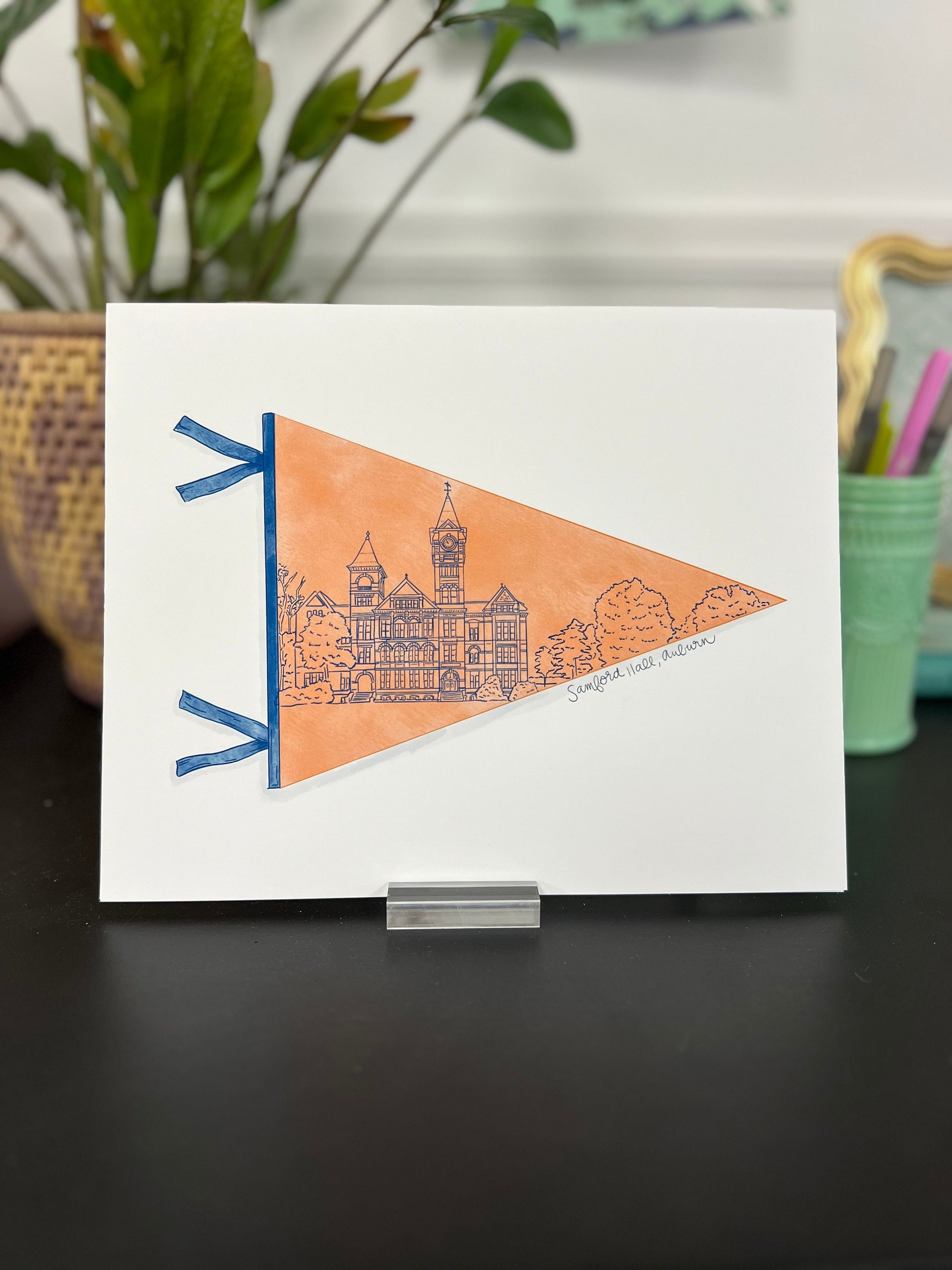 Auburn, AL- Samford Hall Pennant Print, Alabama College, Auburn Art Print